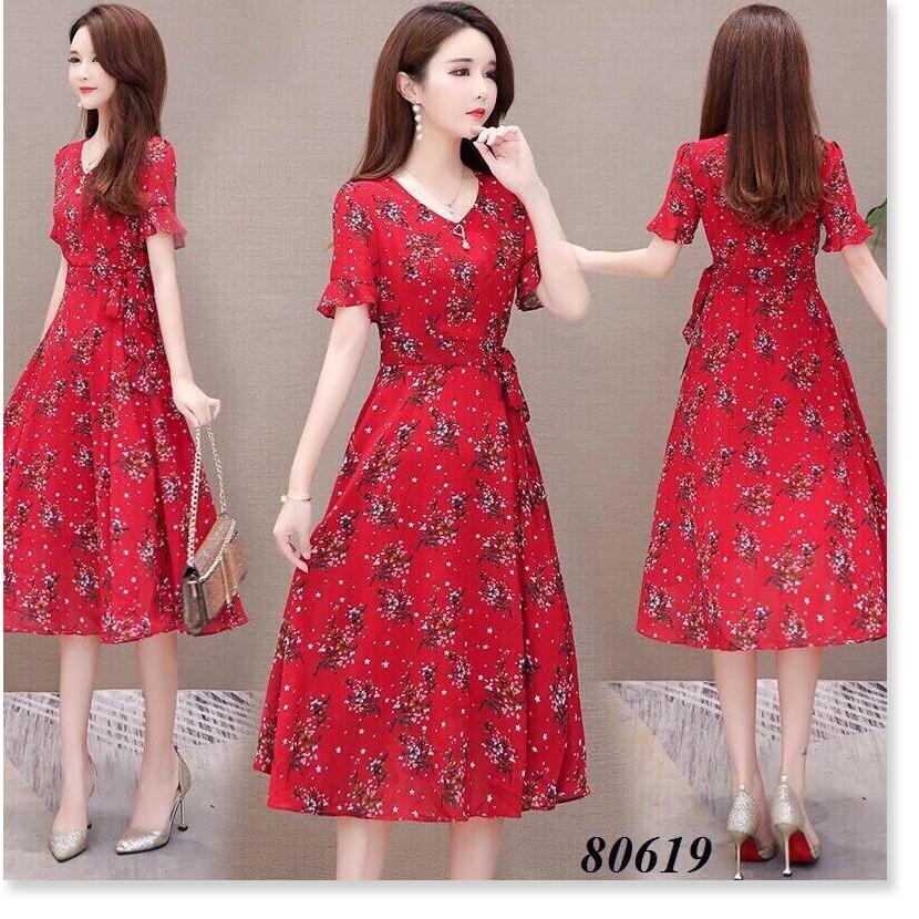 Đầm xòe hoa nhí tay ngắn sang trọng