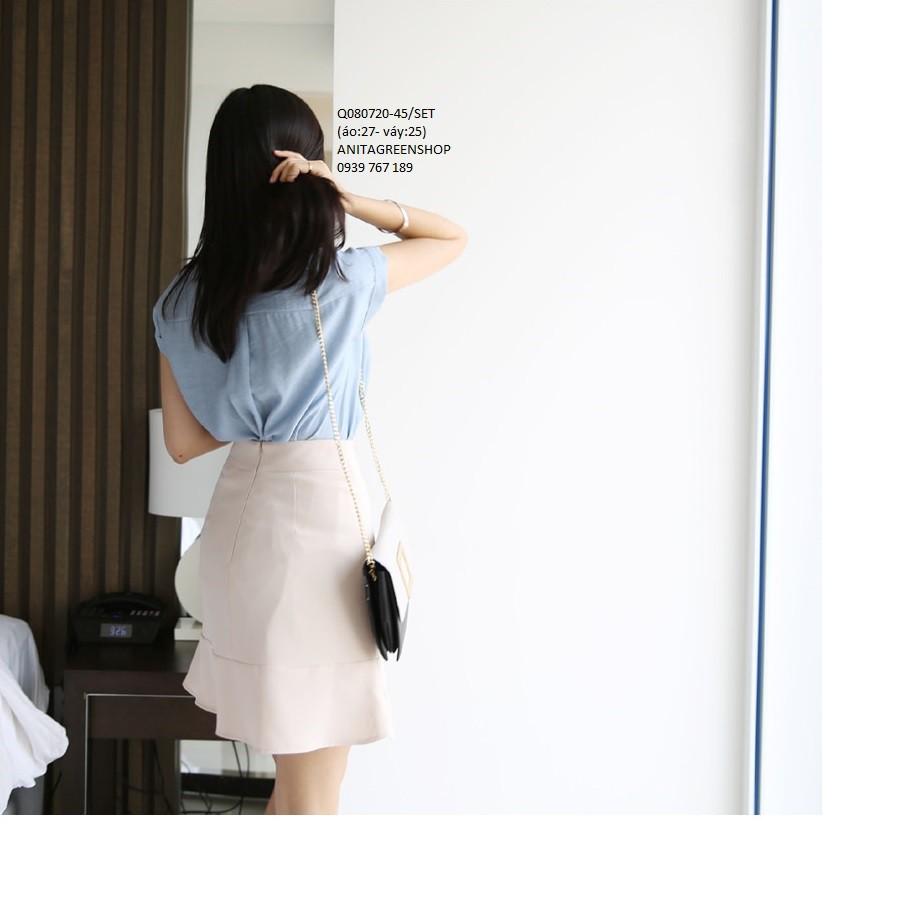 Q080720 SET ÁO SƠ MI PHỐI CHÂN VÁY CÔNG SỞ