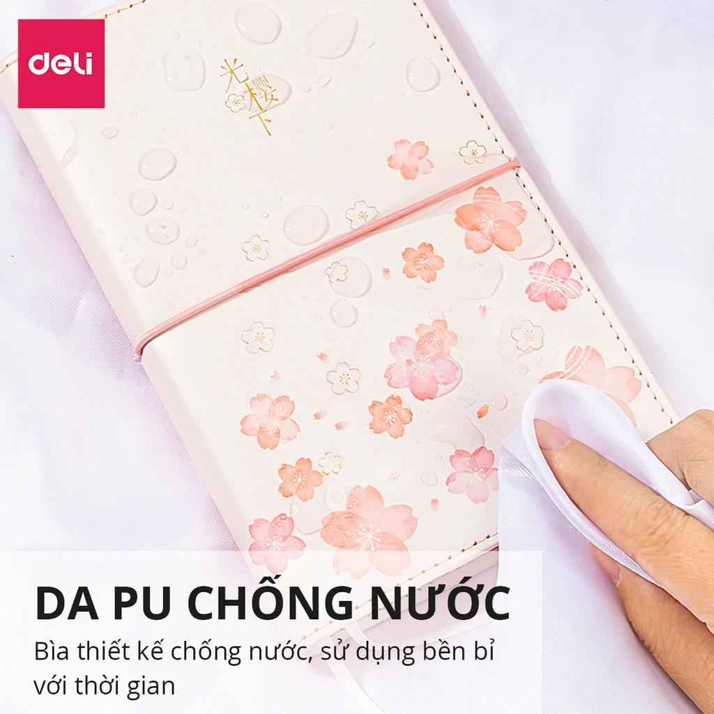 Sổ Tay Ghi Chép Kẻ Ngang 224 Trang 80Gsm Bìa Hoa Anh Đào Cao Cấp Deli - Bìa Chống Nước Màu Ngẫu Nhiên Phù Hợp Làm Sổ Tay Kế Hoạch Planner - SZ048 SZ051