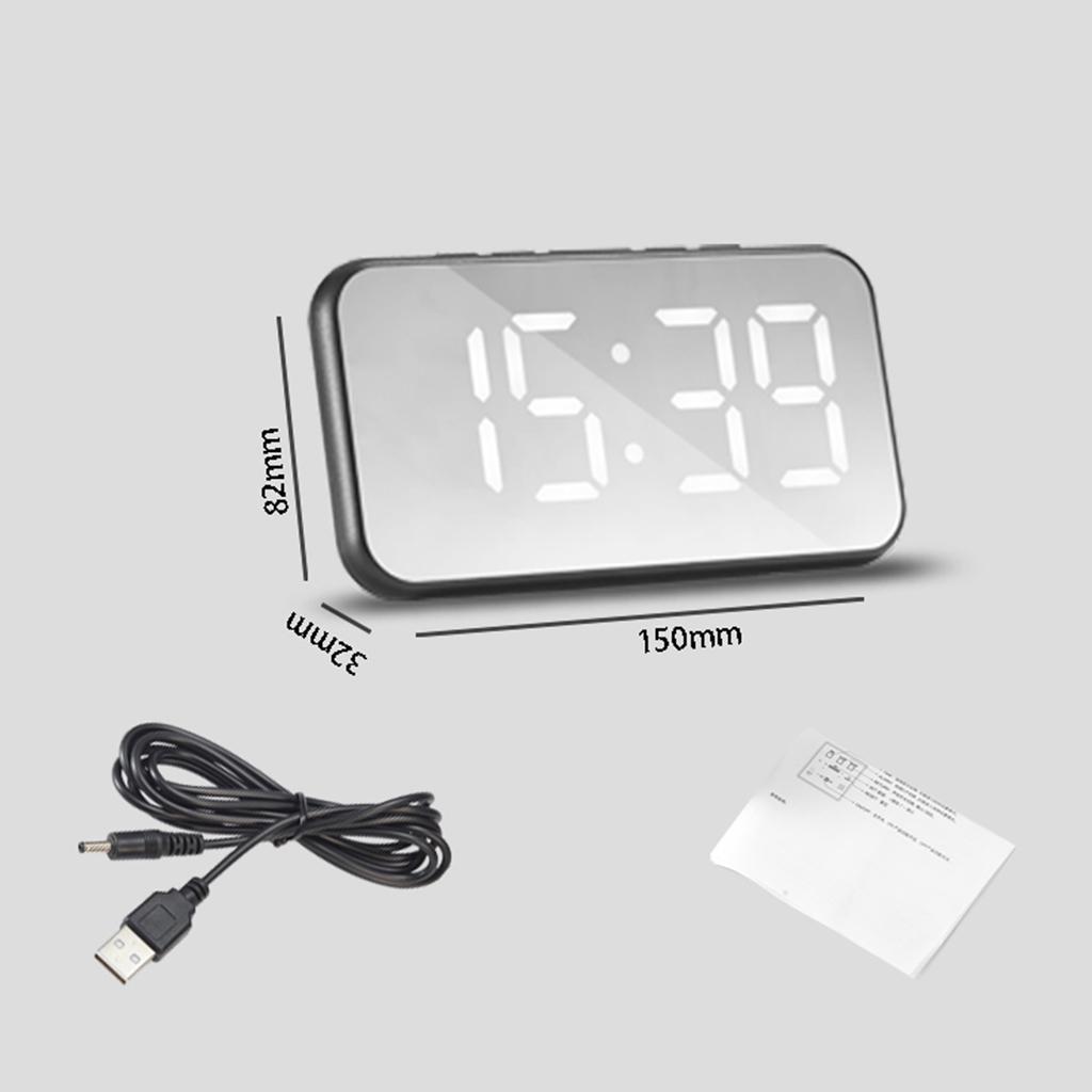 Desk Alarm Clock Display Digital Temperature Snooze Table USB White
