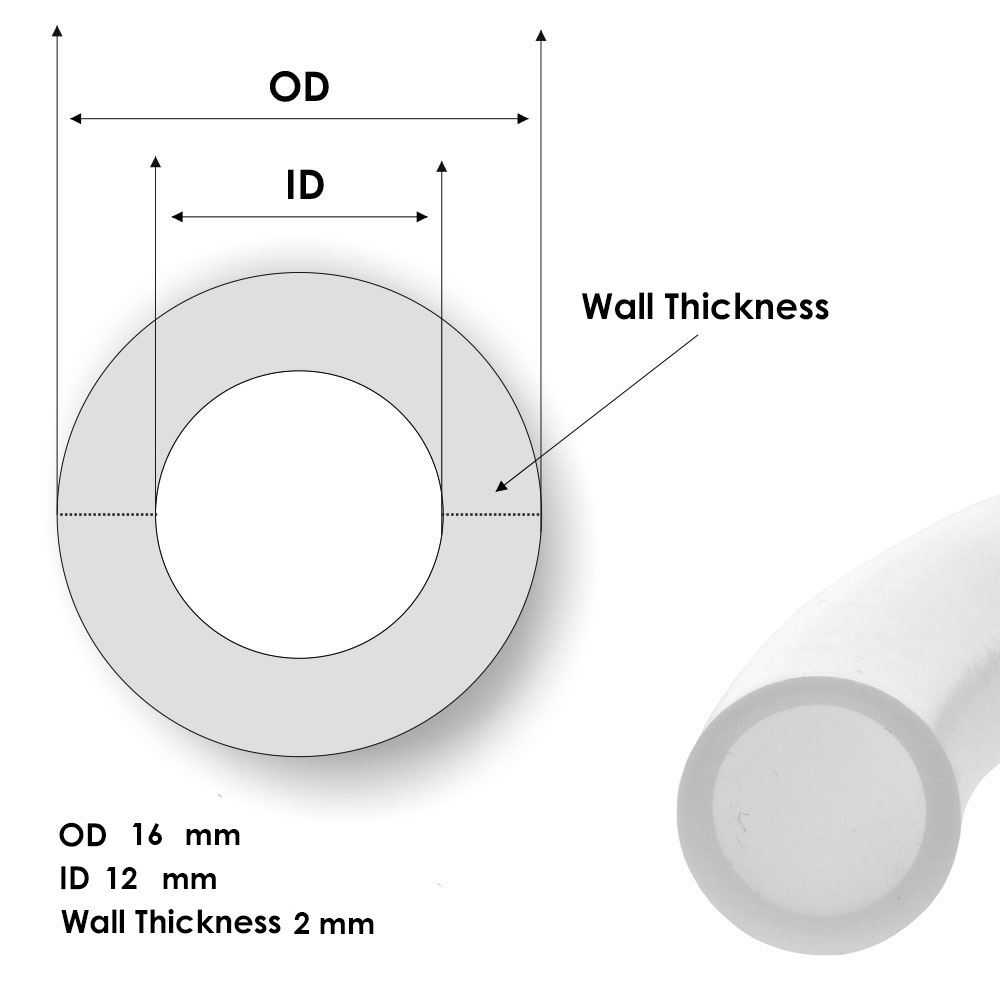 DÂY HƠI PU KHÍ NÉN TRẮNG TRONG ỐNG 16x12mm