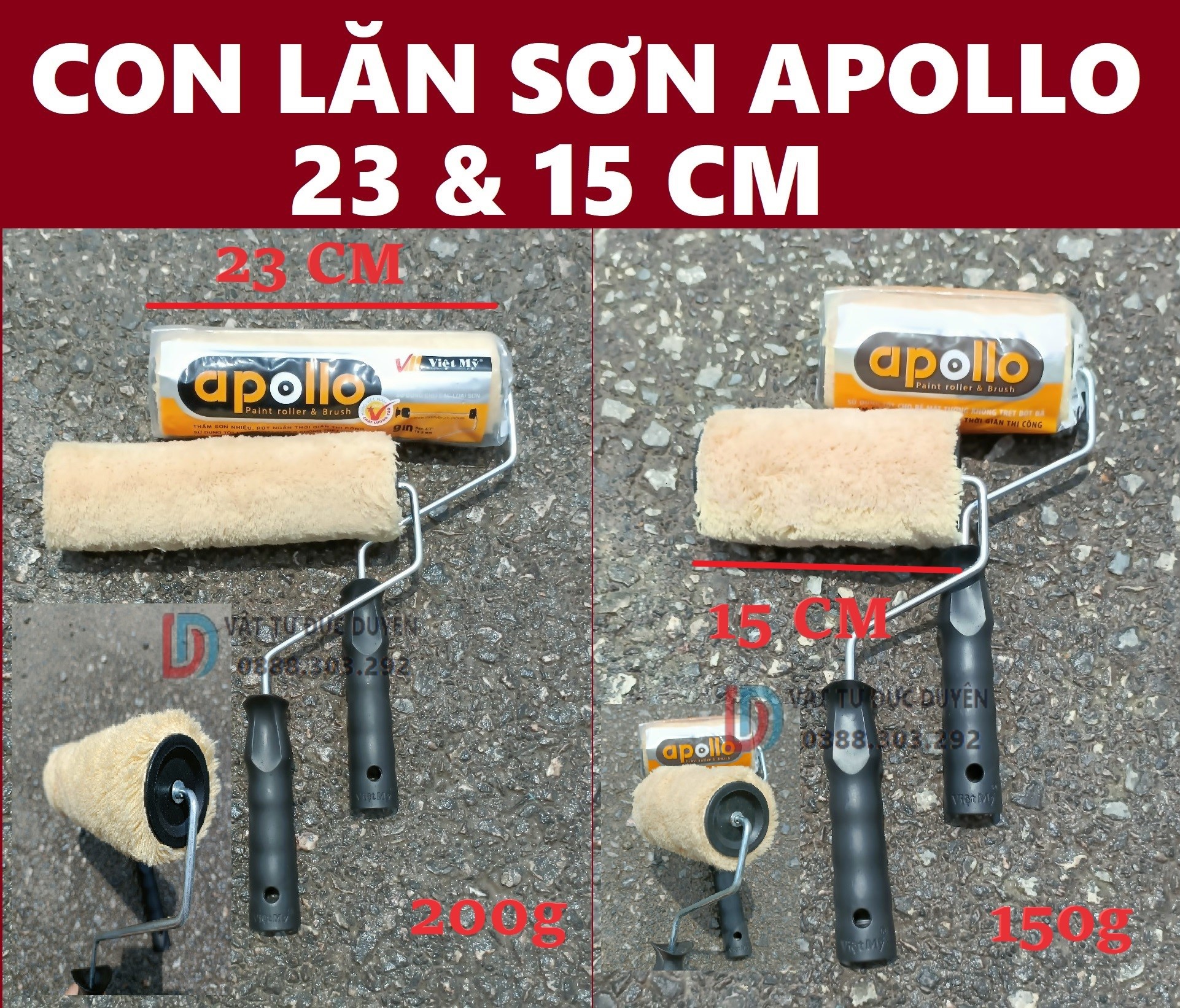 Con lăn sơn Apollo Lông Xù 23cm &amp; 15cm