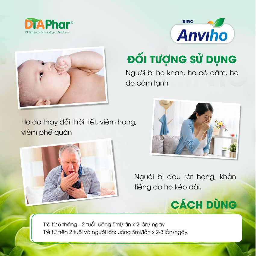 Siro uống Anviho cam Hỗ trợ làm ấm họng, giải cảm, giảm ho, long đờm, tăng cường sức đề kháng của trẻ. Hỗ trợ giảm đau rát họng do ho kéo dài, do viêm đường hô hấp trên Hộp 30 gói