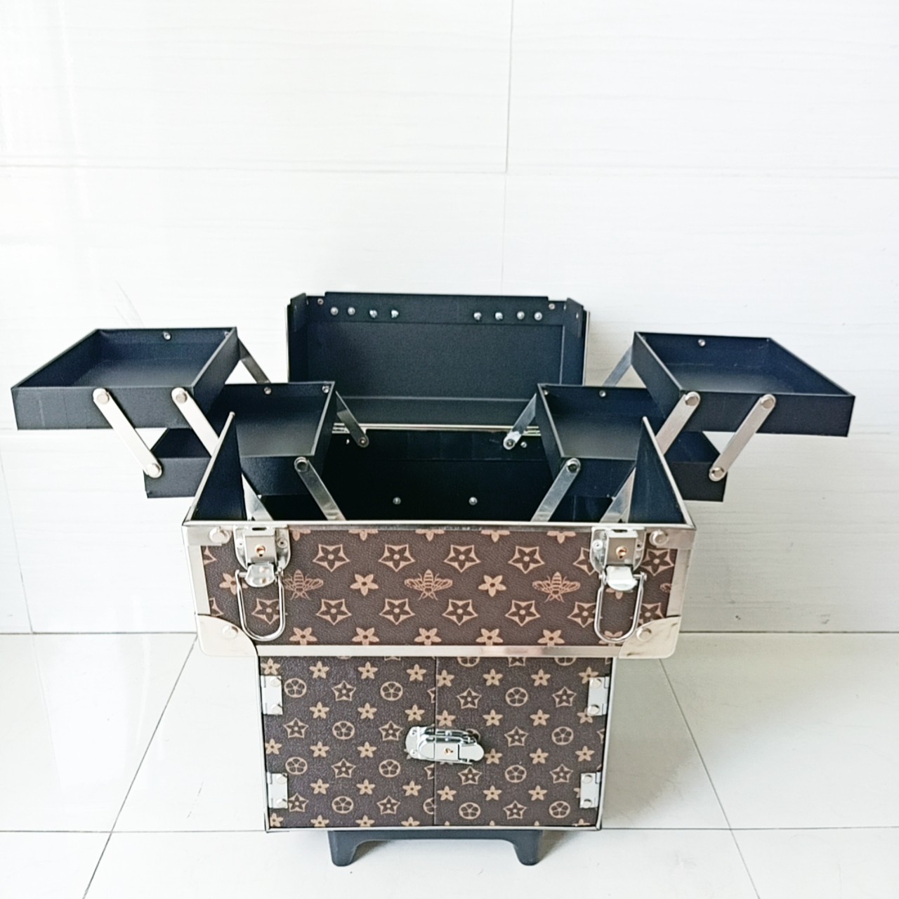 Hàng cao cấp viền khung –Cốp vali mini Hana đựng dụng cụ trang điểm, make up, phun xăm, nối mi chuyên nghiệp size 30x22x44 cm