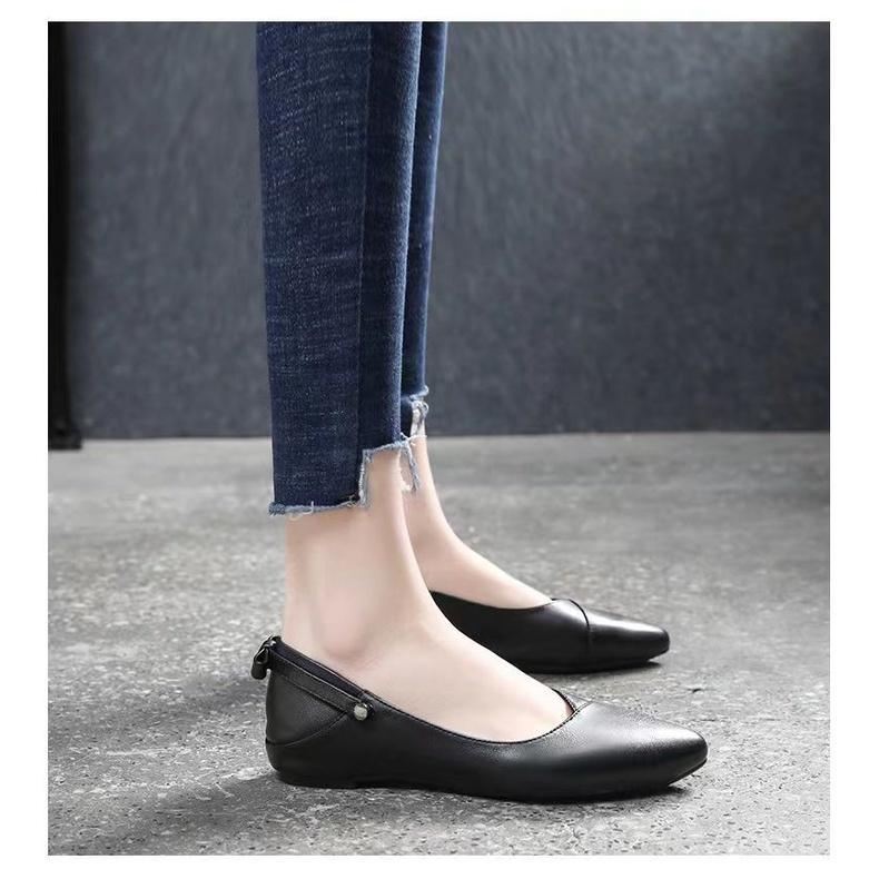PLOVER woodpecker soft sole single shoe flat sole 2022 new pointy spring style spring soft leather lady spring and autumn
