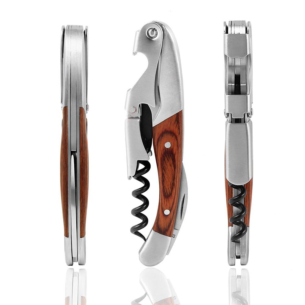 Multifunction Portable Wood Handle Red Wine Opener Screw Corkscrew Wine Bottle Opener Cook Tool