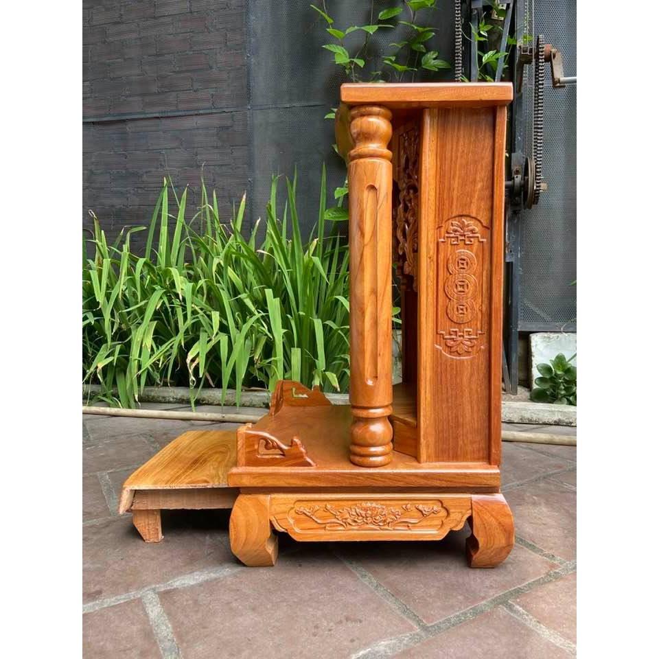 Bàn thờ thần tài gỗ gõ đỏ Cột Trơn 48 x 81cm BTG5081TD