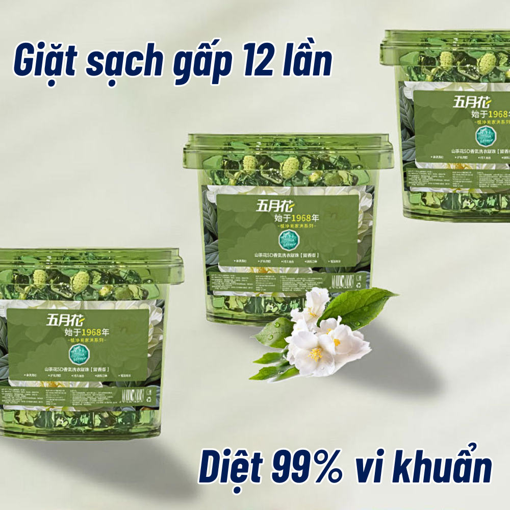 Hộp 140 Viên Giặt Xả 5 Trong 1 Siêu Sạch Siêu Thơm Tho Kháng Khuẩn 99% Hương Hoa Trà