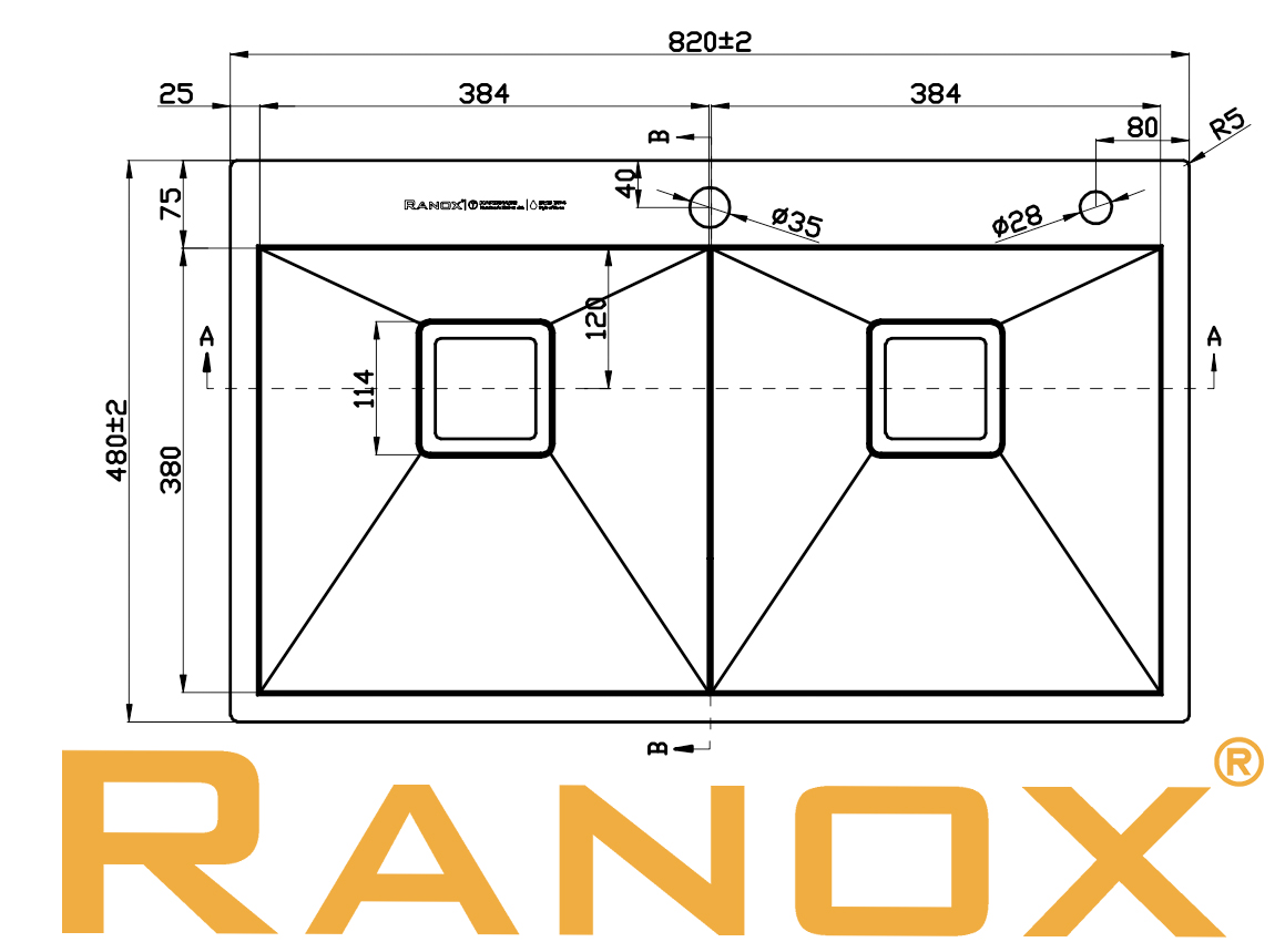 Chậu rửa bát RANOX Hàn Quốc vòi rửa bát cao cấp RN44661