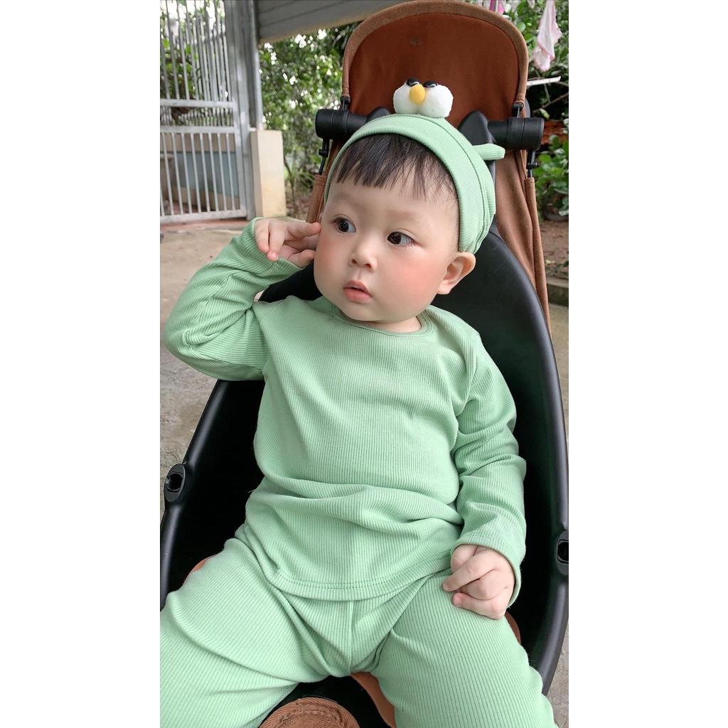 Bộ dài tay thun gân kèm nón mắt Minky Mom cho bé trai bé gái từ 5-15kg