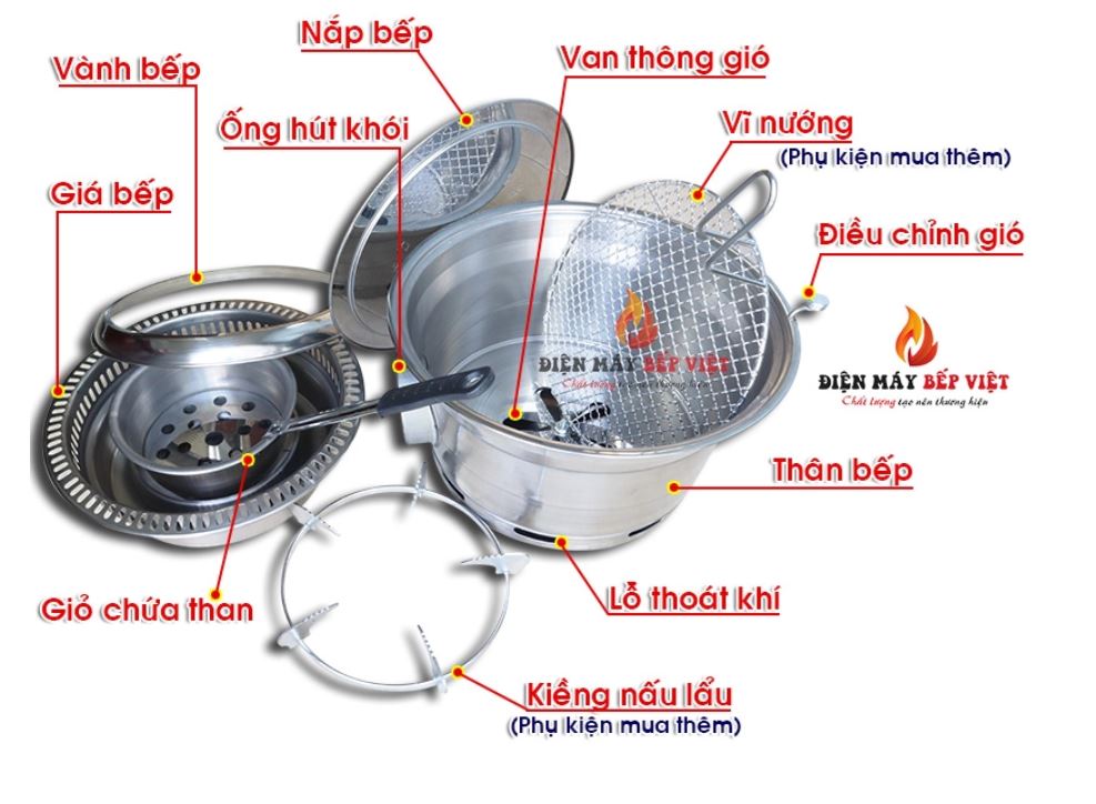 Bếp Nướng Lẩu Âm Bàn HQ01, Bếp Hút Khói Âm , Bếp Nướng Nhà Hàng