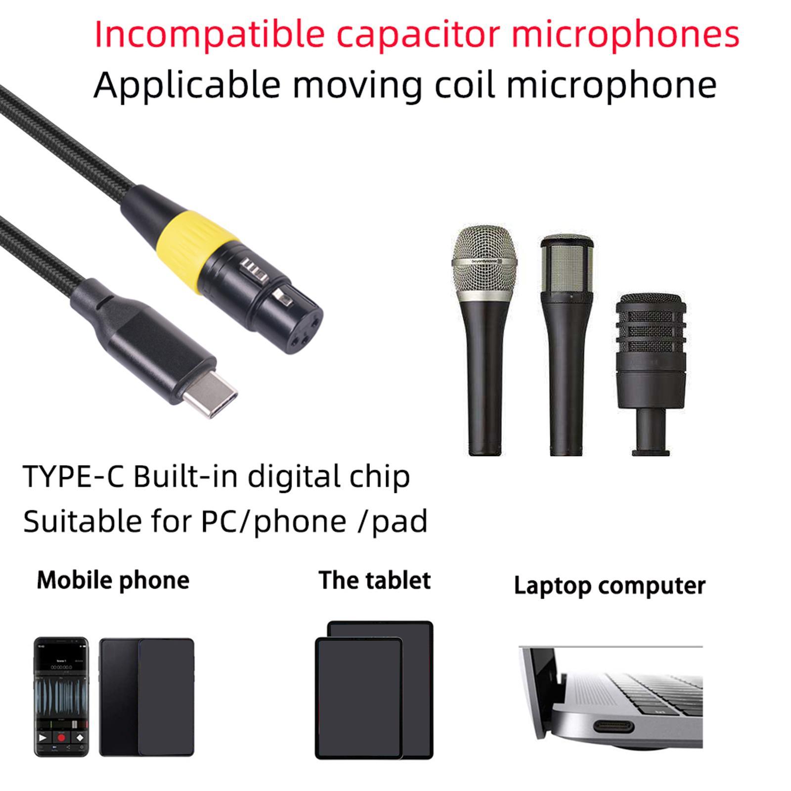Multipurpose XLR Female to USB Microphone Cable for Music Recording