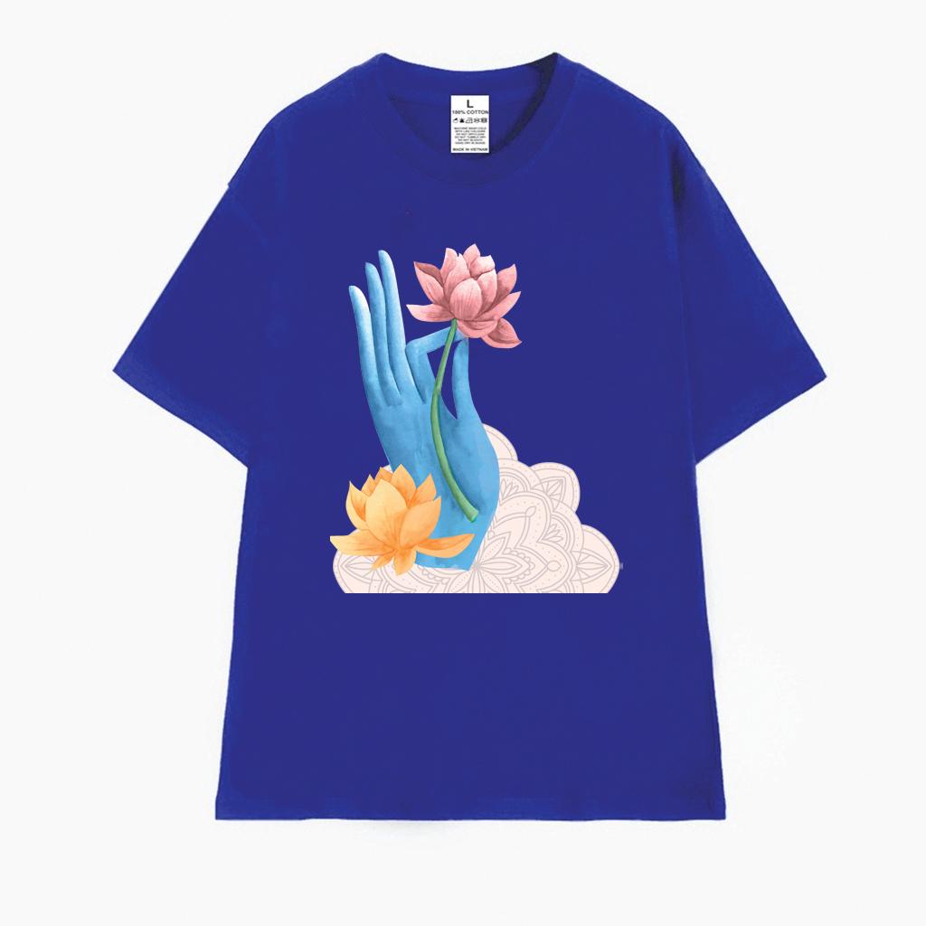 Cao cấp - Áo thun oversize hình tay Phật cầm hoa Sen Vu Lan Happy Vesak day shirt BND323