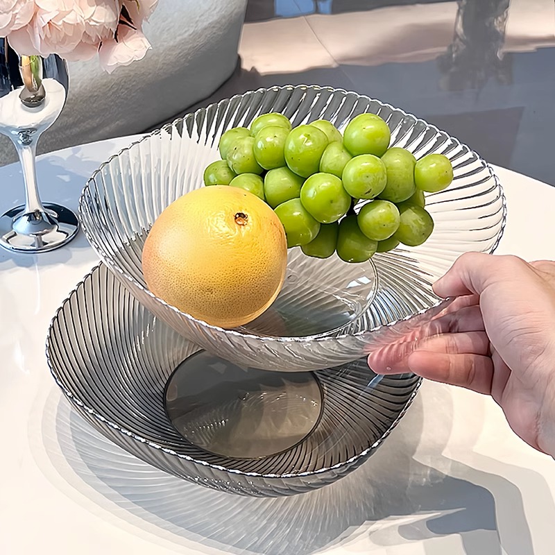 Đĩa Đựng Hoa Qủa, Khay Đựng Trái Cây, Bánh Kẹo Đa Năng Chất Liệu Nhựa PET Vân Sóng Sang Trọng