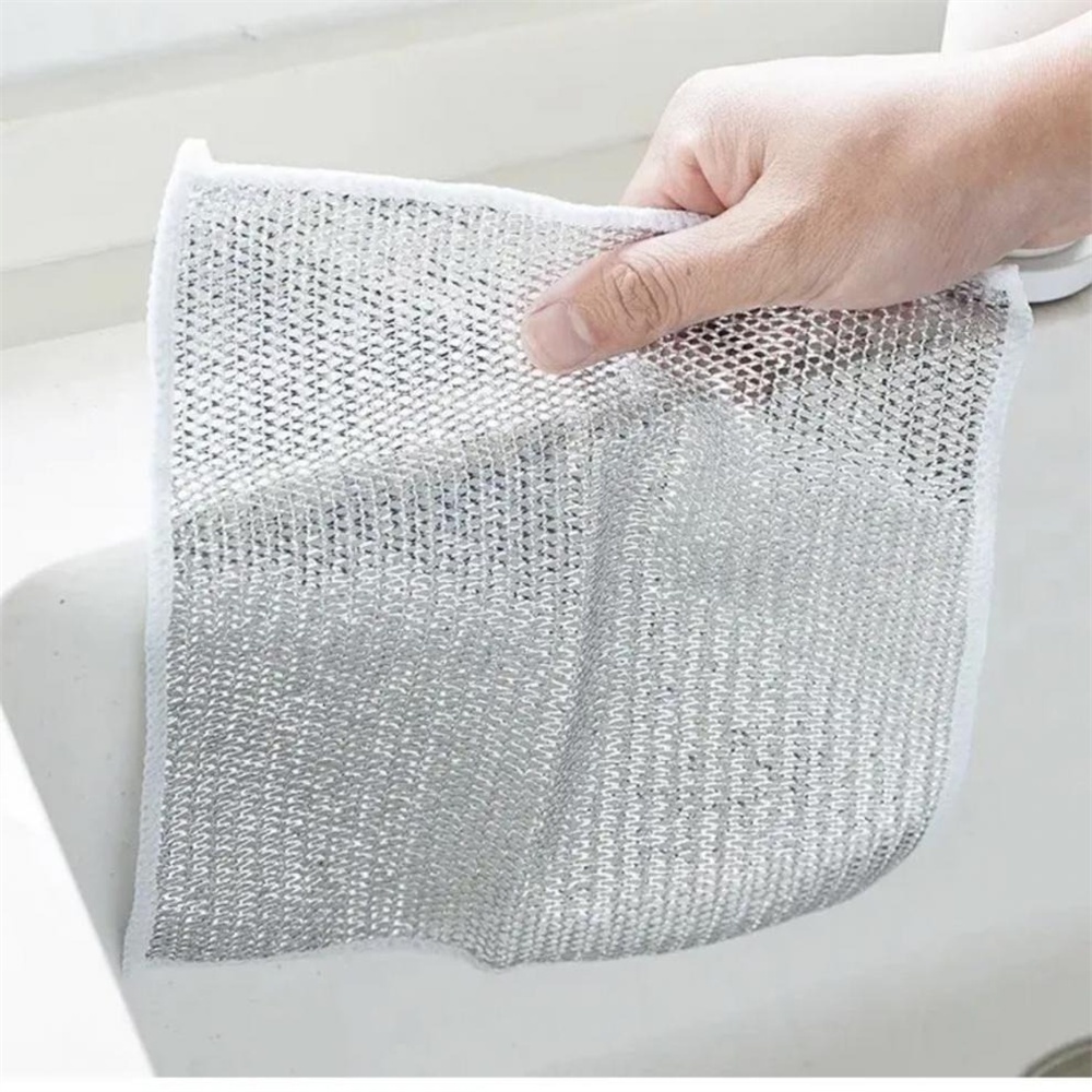 Set 10 Khăn Lau Bếp Dây Kim Loại, Lau Máy Rửa Bát Chống Xước, Khăn Lau Đa Năng Chống Trầy