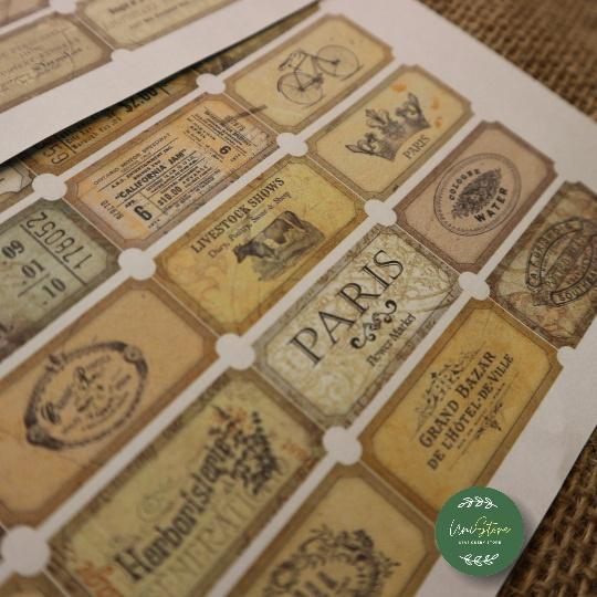 Sticker tự cắt Neutral journal tickets - sticker sheet dán, trang trí sổ nhật kí, sổ tay | Bullet journal - kc004