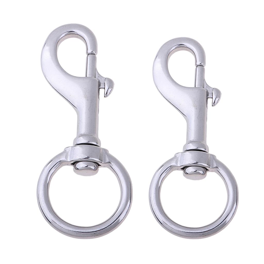 2pcs Stainless Steel Single Hook Swivel Eye Snap Clip for Scuba Diving Pet