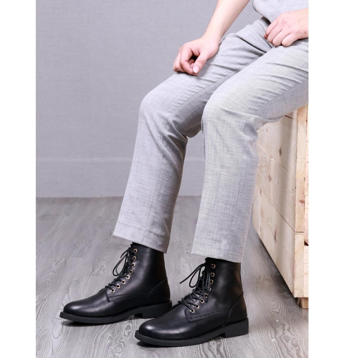 Giày da nam Combat Boots Captain 01 da bò nhập khẩu Lucas Shoes