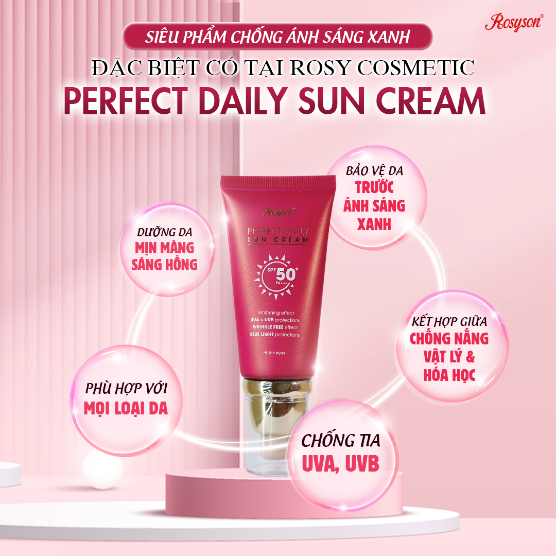 Kem Chống Nắng Rosyson SPF50+ PA+++, Kiềm Dầu, Nâng Tone, Không Bết Rít