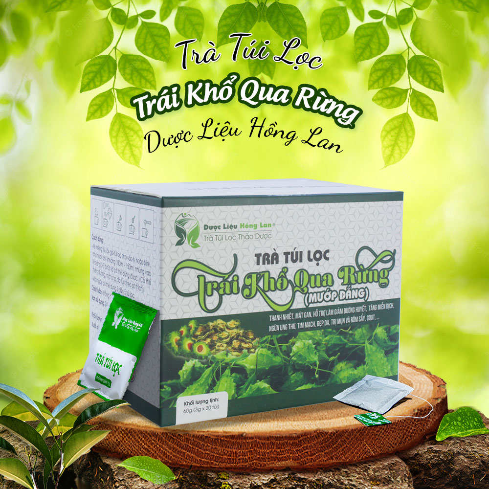 Trà Quả Mướp Đắng rừng túi lọc hộp 60g Cty Dược Liệu Hồng Lan - Thanh nhiệt, mát gan, giảm đường huyết, ngừa ung thư, tim mạch, đẹp da,...