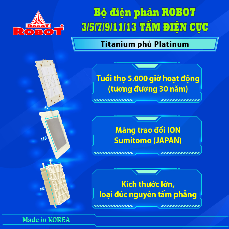 Máy Lọc Nước Điện Giải Ion Kiềm ROBOT UHC 6911 Chế Độ Nóng Lạnh Đứng Nhựa ABS - Hàng Chính Hãng