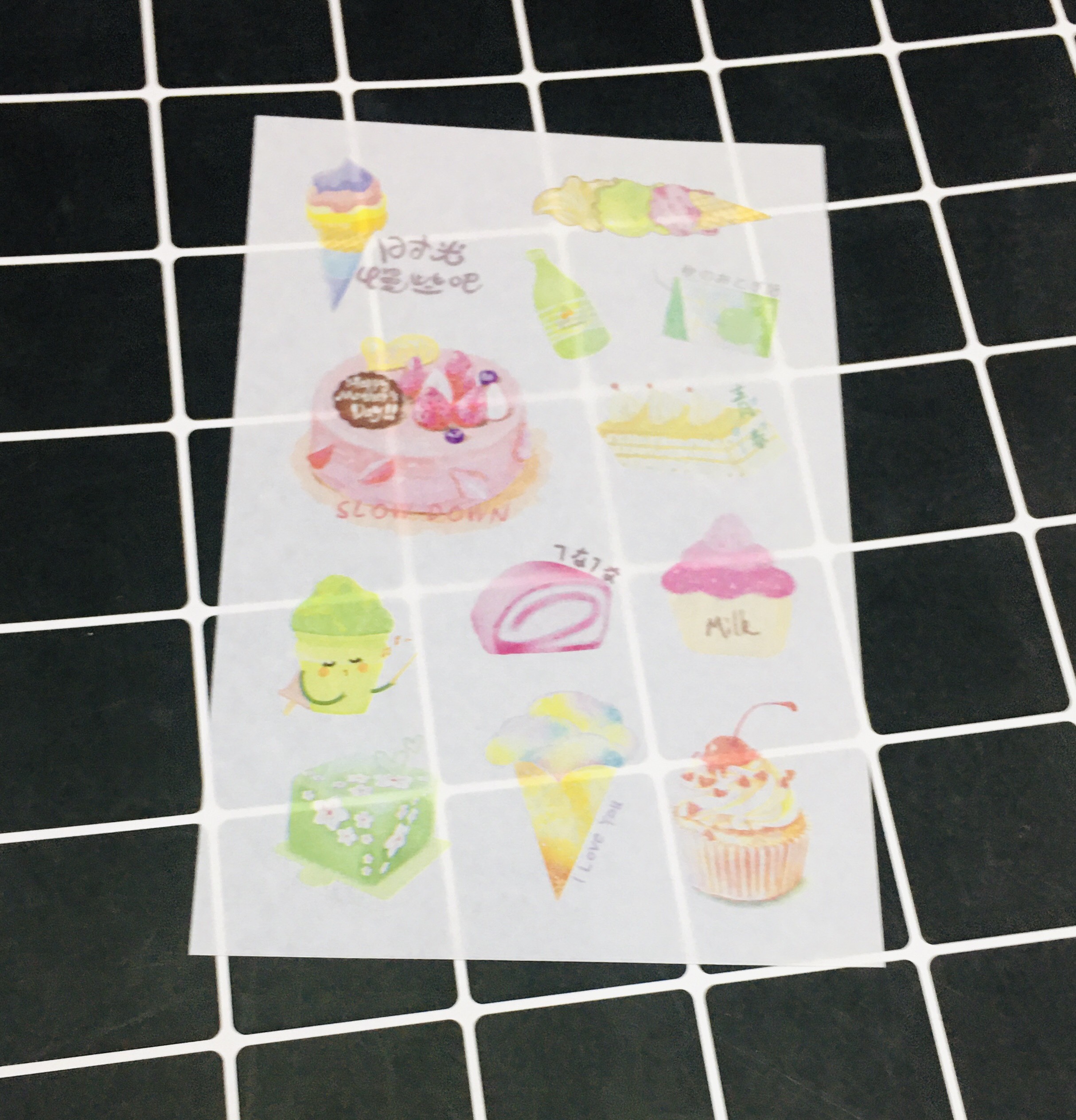 Hình Dán đồ ăn uống sticker food set 12 bảng ( khoảng 144 miếng ảnh )