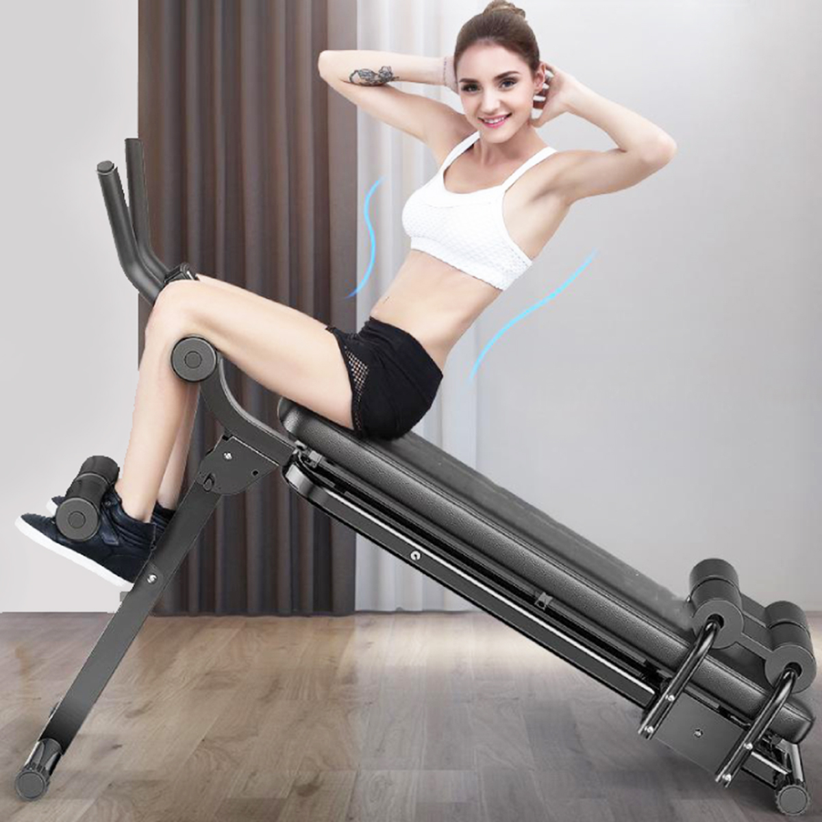 Máy Tập Cơ Bụng Đa Năng - Kết Hợp Tập Bụng, Tập Eo, Tập Gym, Tập Thể Hình Tại Nhà -  Có đồng hồ LED điện tử báo số lần tập, thời gian, Calo.