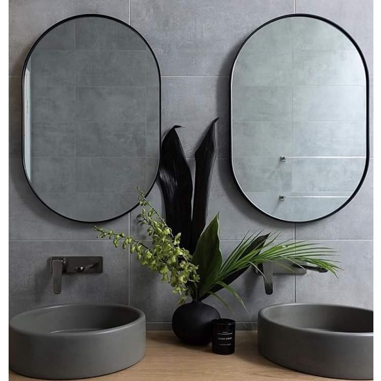 Gương Viền Thép Hình Con Nhộng Sơn Tĩnh Điện Cao Cấp, Gương Phòng Tắm Kt 50x70cm