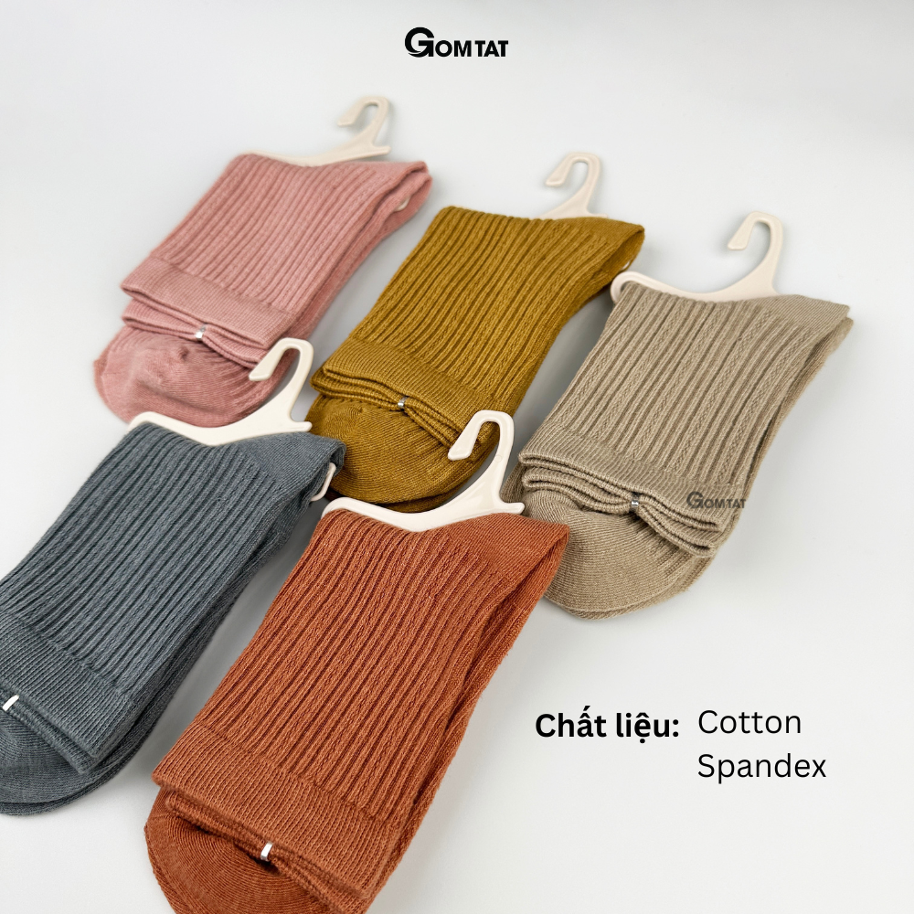 Set 5 đôi tất nữ cổ lửng họa tiết gân chìm, vớ cổ trung chất liệu cotton cao cấp, mềm mại thoáng khí - LISU29-LUNGNU