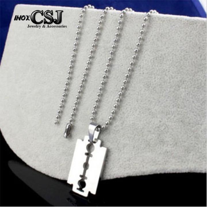 Dây chuyền inox thẻ bài lưỡi lam sáng đẹp, không đen, không gỉ - Mang lại phong cách độc lạ cho người đeo