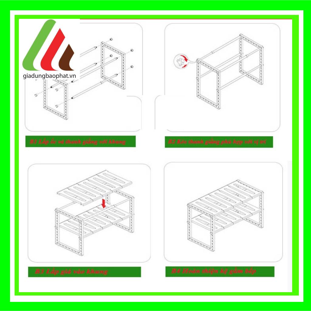 Kệ gầm bếp 2 tầng đa năng tiện dụng tiết kiệm không gian nhà bếp để nồi niêu xoong chảo