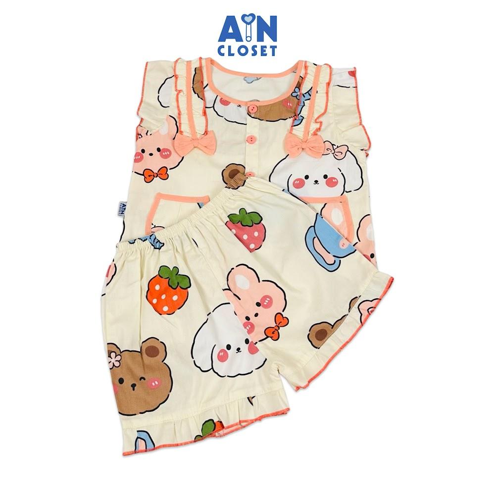 Bộ quần áo Ngắn bé gái họa tiết Voi Xanh cotton - AICDBGTPYCWI - AIN Closet