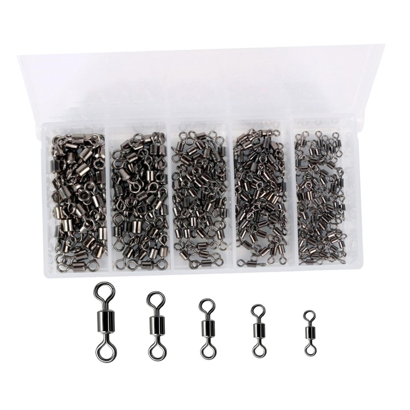 200-500pcs Fishing Rolling Barrel Swivel Connector Tackle Strong Copper Black Nickel Saltwater Fishing Swivels Hooks Lines Connect Hooks