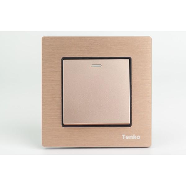 Công Tắc Điện Âm Tường Chống Cháy Mặt Kim Loại Xước TK-F71-01 - Màu Đồng