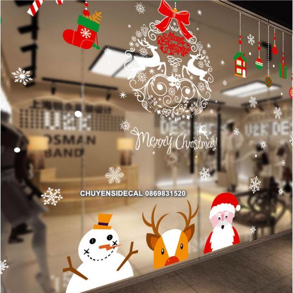 COMBO Decal dán tường Noel - Rèm dây nhân vật kết hợp Vòng Nai