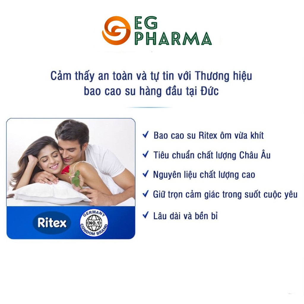 Bao cao su Ritex Extra Dünn siêu mỏng 0.01, mềm mại, bền dai hộp 3 bao - Nhập khẩu chính hãng