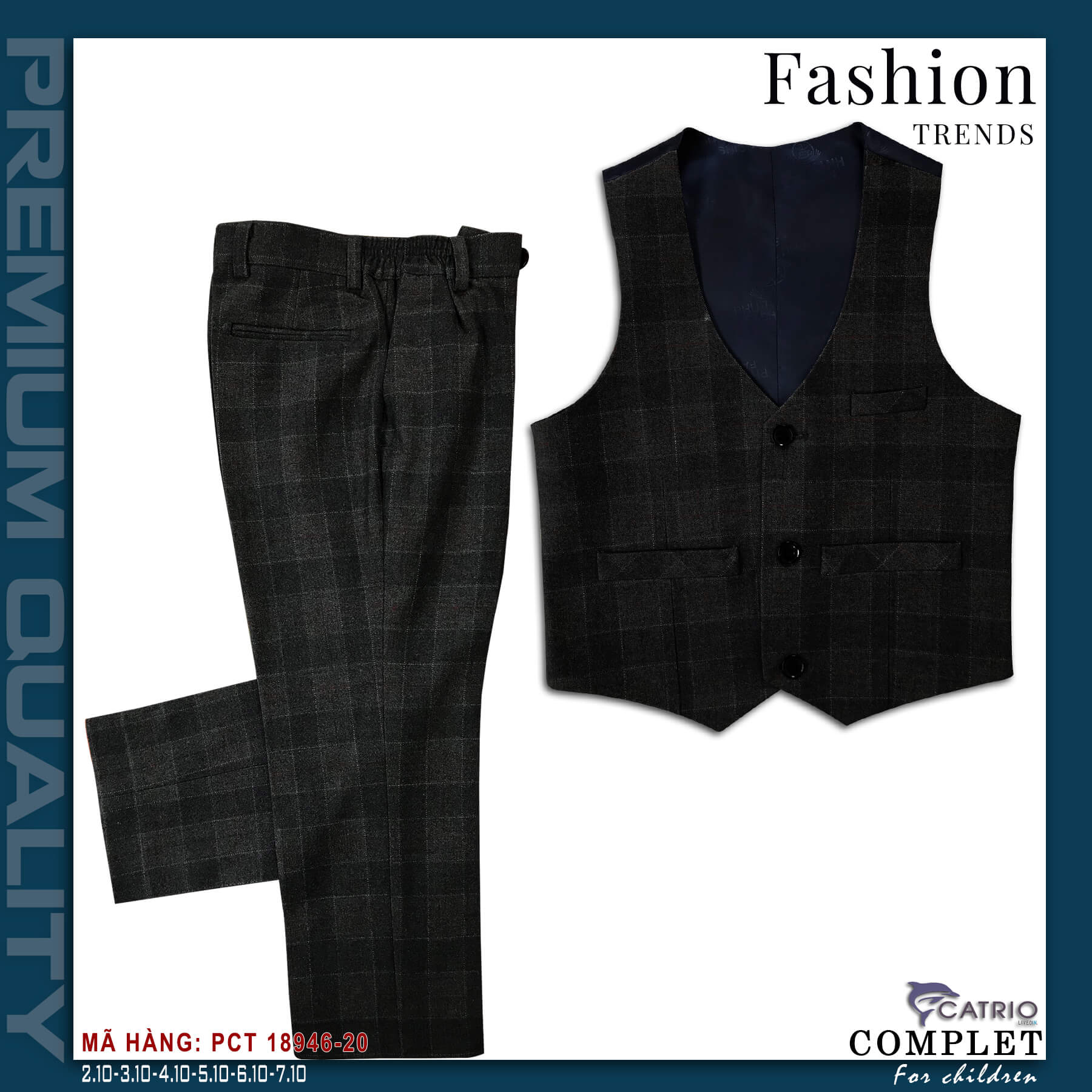 BỘ COMPLET TRẺ EM CATRIO PCT18946/20 LÀ BỘ VEST BÉ TRAI TỪ 8 TUỔI ĐẾN 10 TUỔI THUỘC BST BỘ ĐỒ QUẦN ÁO TRẺ EM MÙA LỄ TẾT, TIỆC CƯỚI NĂM 2021