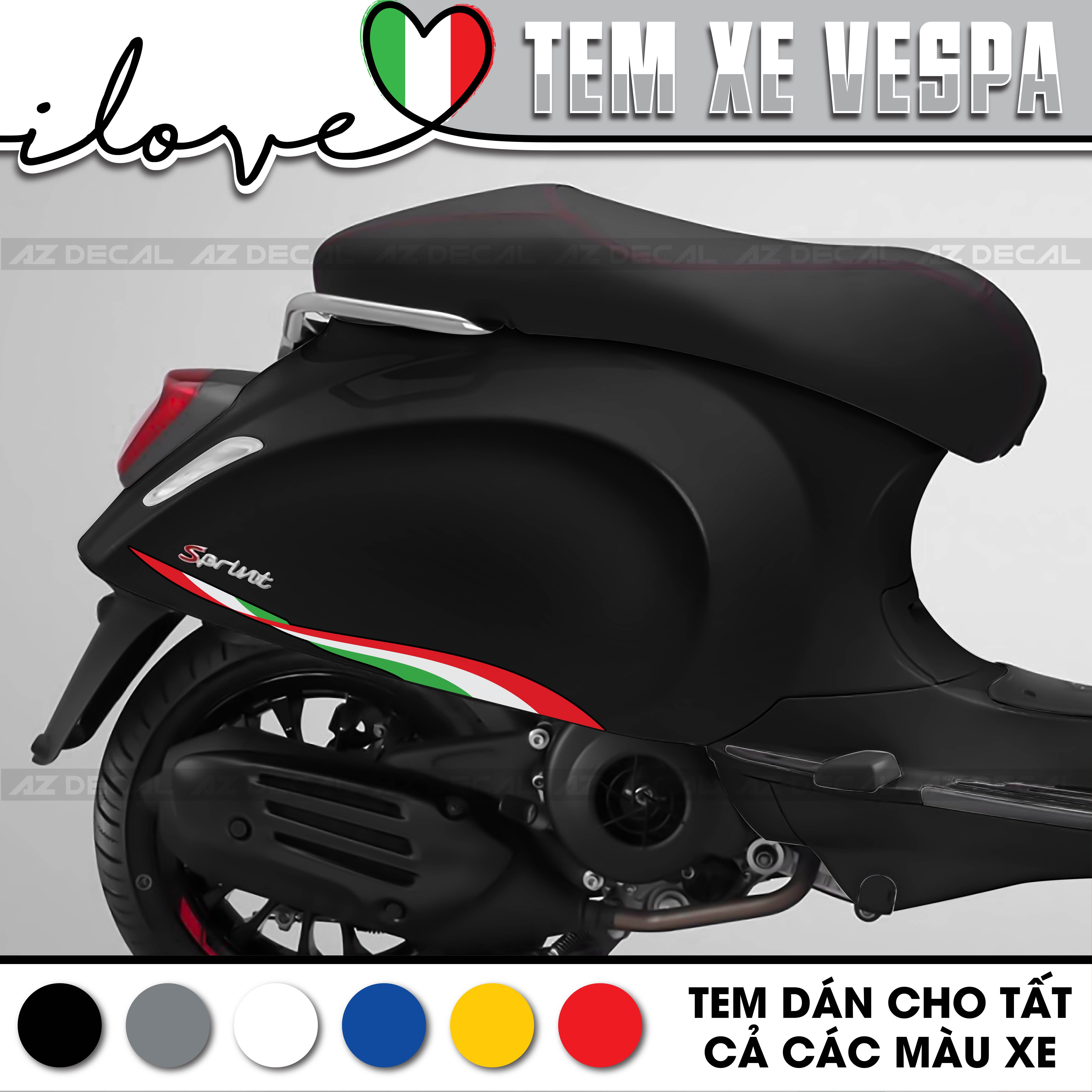 Tem Rời Xe Vespa Sprint / Primavera / GTS / LX  Phong Cách Italy Mẫu VP01 | Decal Trang Trí, Cắt Khuôn Sẵn Dễ Dán