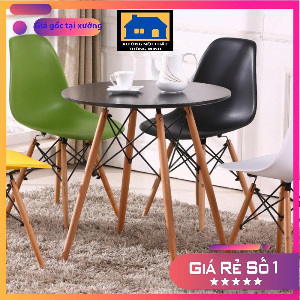 Bàn tròn eames chân gỗ đan sắt, Bàn Làm Việc,Bàn Ăn,Cafe-Hàng Nhập Khẩu(CAM KẾT NHƯ HÌNH 100