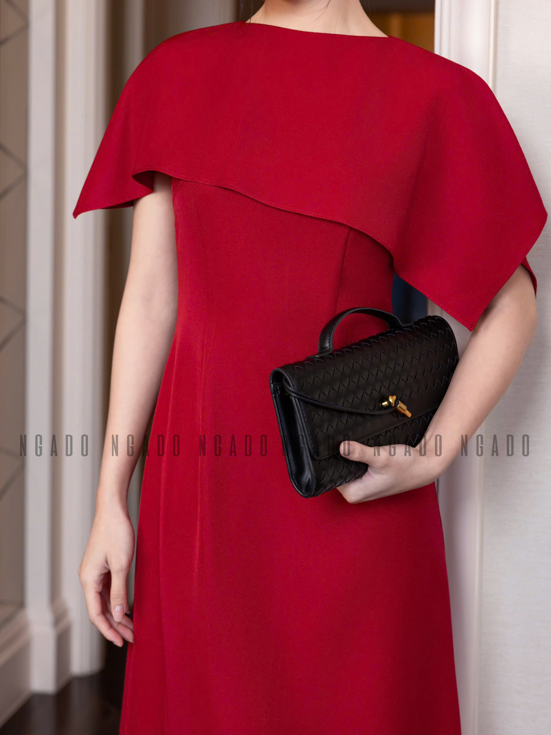 Đầm đỏ vạt xéo NGADO , đầm kiểu Nữ , đầm dự tiệc