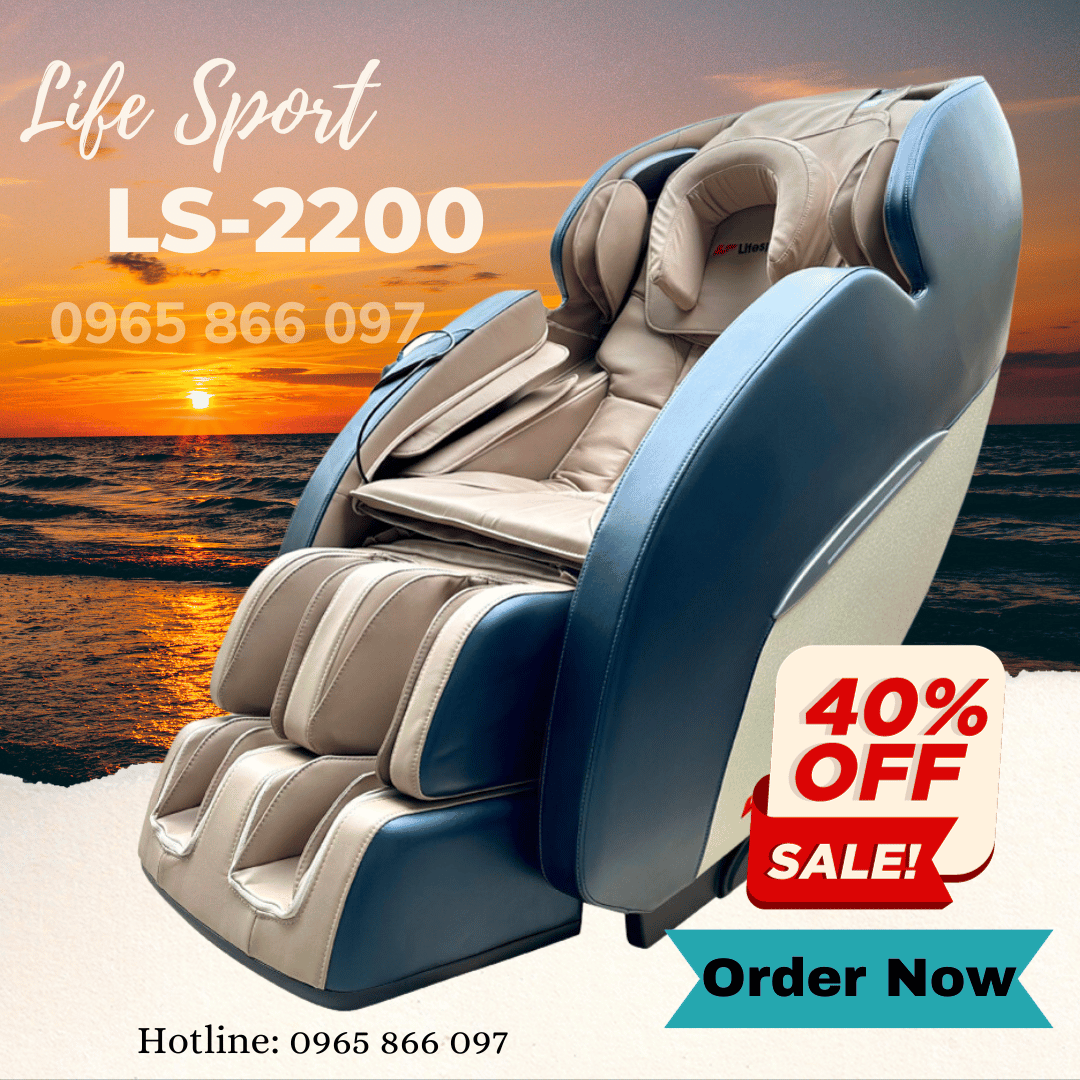 [NEW 2023] Ghế Massage Lifesport LS-2200 mẫu mới thiết kế mới có bóp đầu, túi khí toàn thân, cải tiến con lăn silicon 4D Plus thế hệ mới, vòng bóp đầu chuyên sâu riêng biệt, cải tiến thêm 26 chế độ đấm bóp massage thư giãn toàn thân.