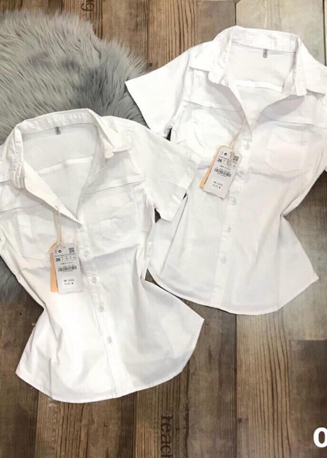 Áo sơ mi nữ tay ngắn màu trắng