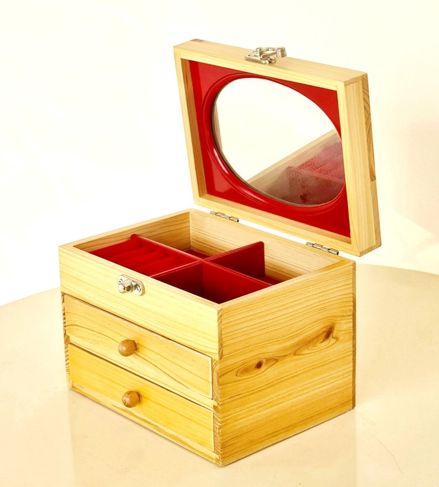 Hộp Nữ Trang Gỗ Nhiều Màu Có Gương Có Khóa 18x14 cm Xinh Xắn - Hàng VN Xuất Khẩu