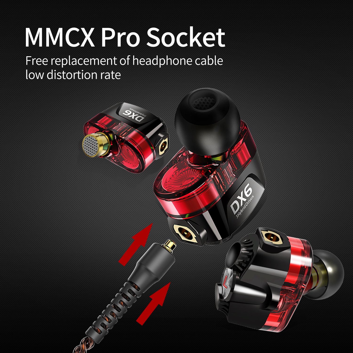 Tai nghe nhạc hay chơi game cao cấp Plextone DX6 âm thanh Hybrid 3 Driver Earphone Head hàng chính hãng jack 3.5mm, dây tín hiệu chống kéo, chông uốn, tai Phone sử dụng Socket MMCX có Module chuyển đổi thành tai nghe không dây hoặc Type C. - Hàng Chính Hãng