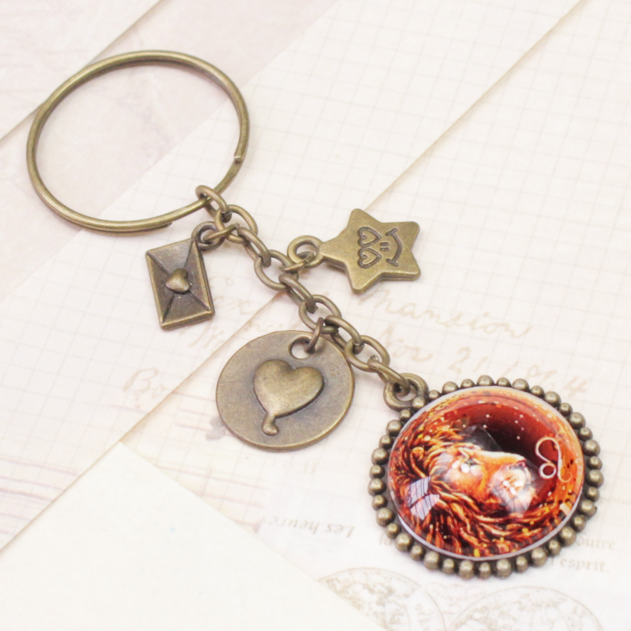 Móc khóa cung hoàng đạo Zodiac 20mm hình cổ điển siêu đẹp 06646-MK0033