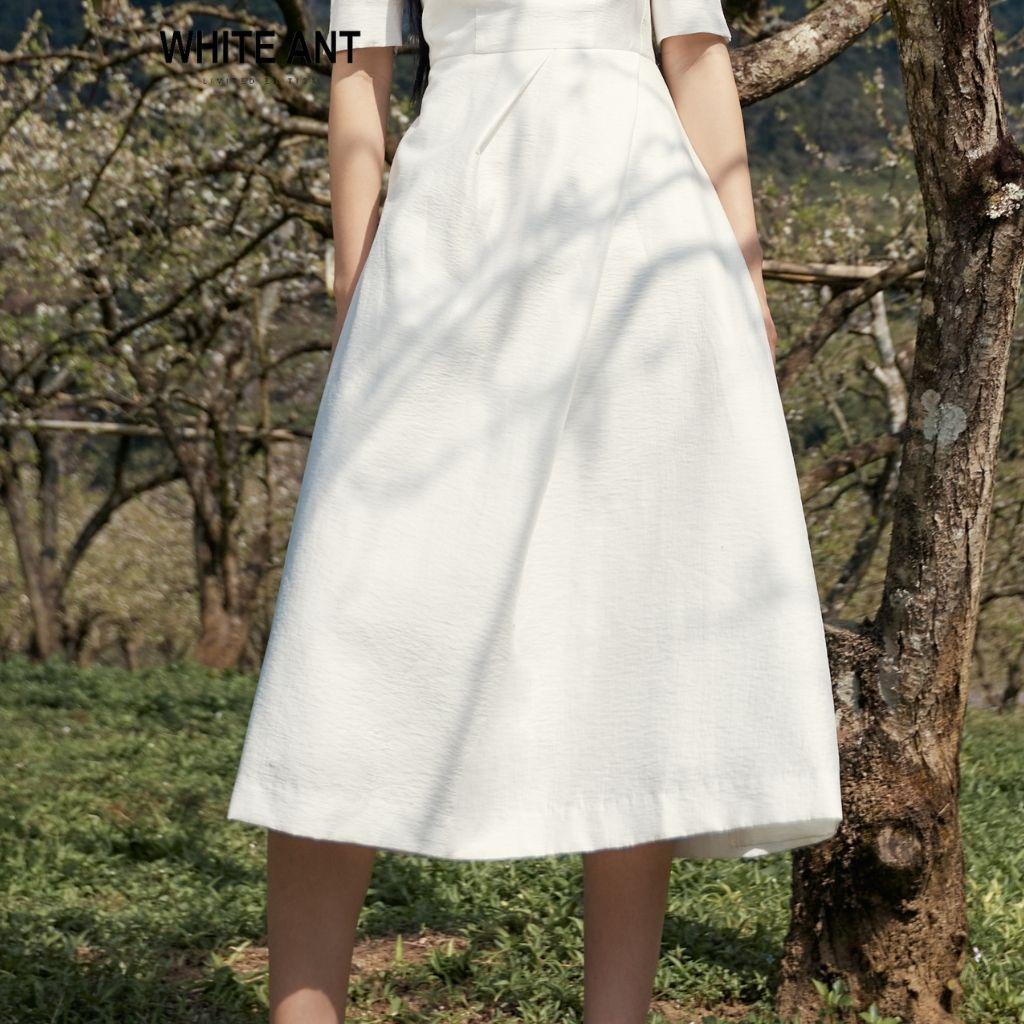 Đầm Thiết Kế Dáng Xoè Nữ WHITE ANT SIKA CIRCULAR DRESS Cổ Thuyền Phối Ly Chéo Eo Quyến Rũ 120400166