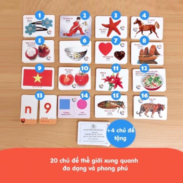Bộ thẻ thông minh 16 chủ đề song ngữ - đồ chơi thông minh thẻ học cho bé giúp khám phá thế giới xung quanh