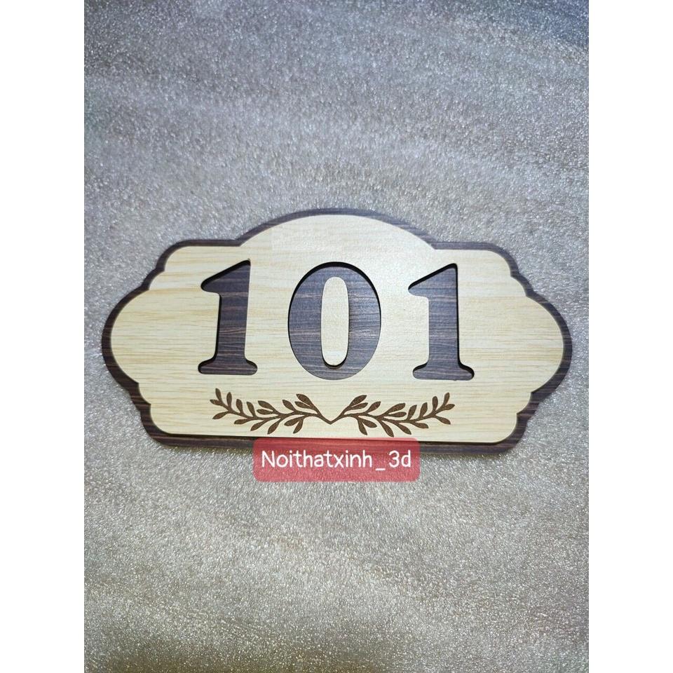 Bảng số phòng decor trang trí bằng gỗ cắt laser, chung cư, nhà ở, trang trí homestay thiết kế theo yêu cầu