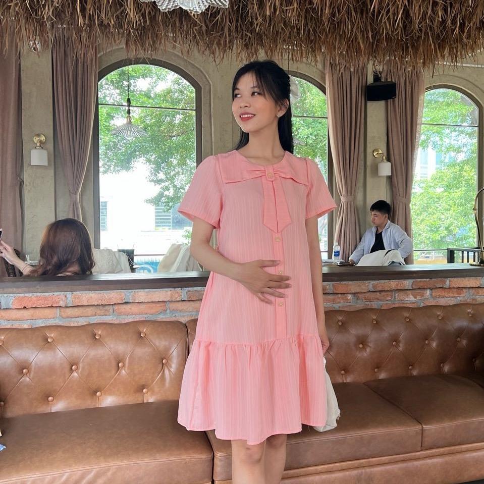Đầm bầu đũi gân cổ sen thuỷ thủ phom suông đuôi cá bầu diện thoải mái - Da