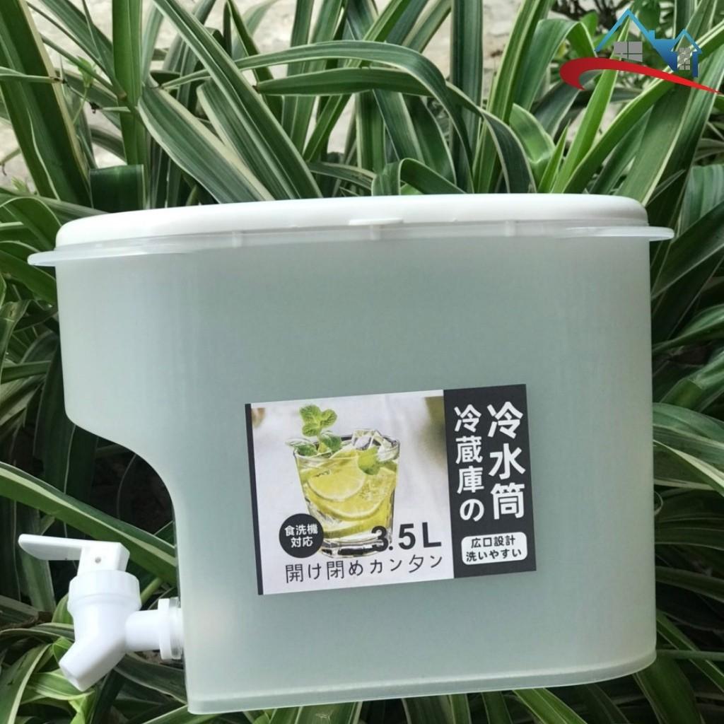 Bình nước hoa quả 3,5l, Bình đựng nước để tủ lạnh có vòi thiết kế thông minh, Nhựa PP an toàn, dễ dàng tháo lắp lau rửa